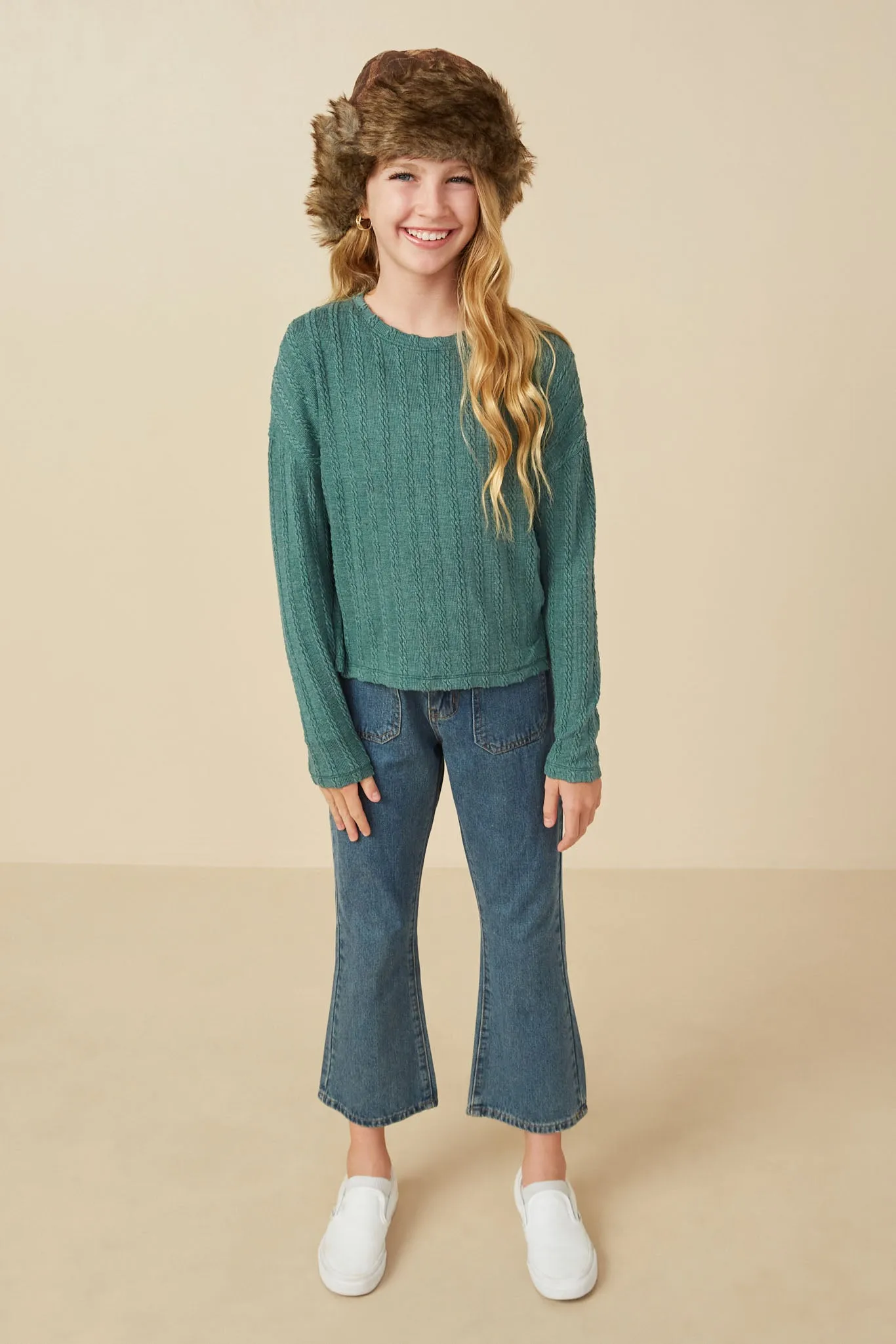 Cable Knit Banded Knit Top