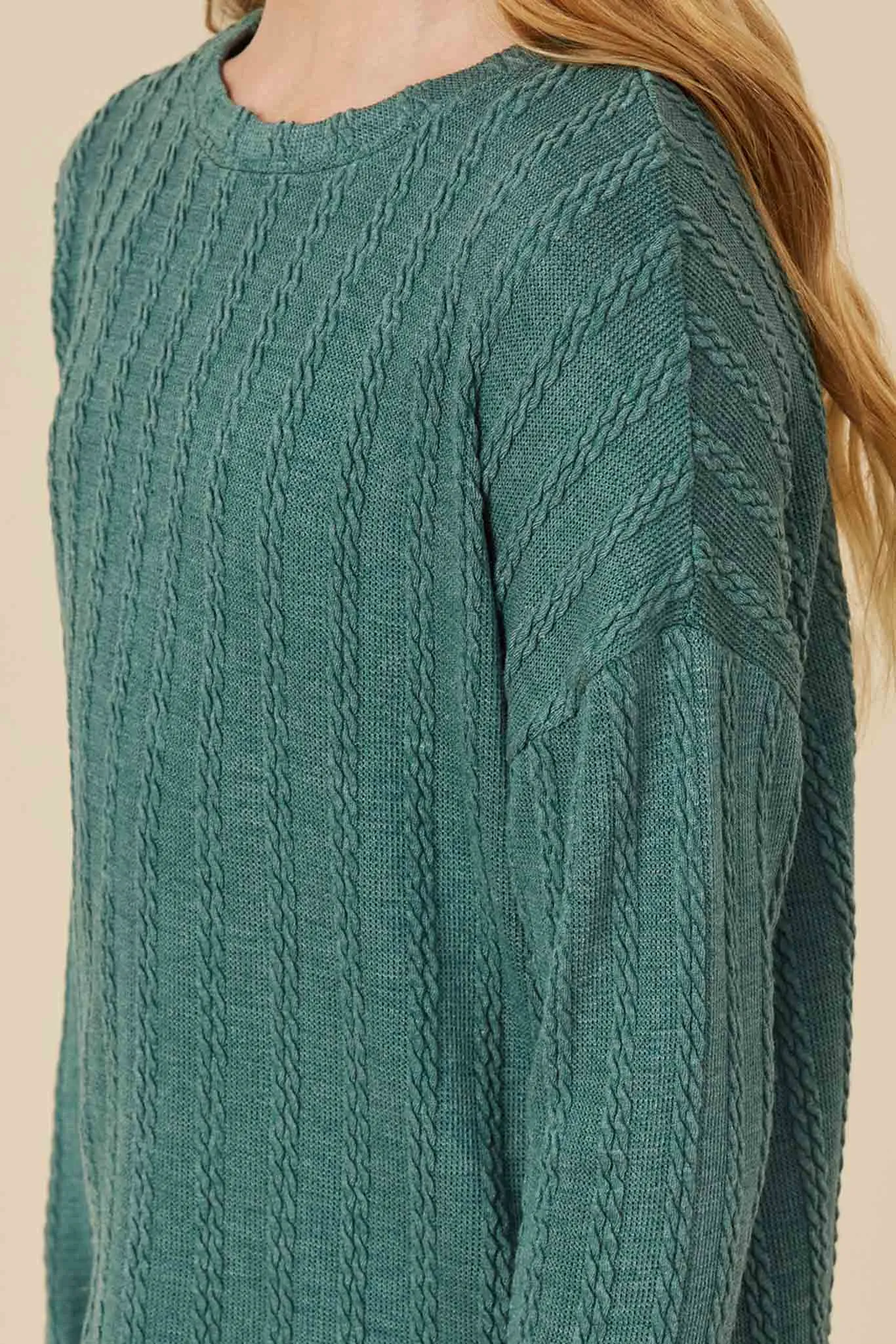 Cable Knit Banded Knit Top