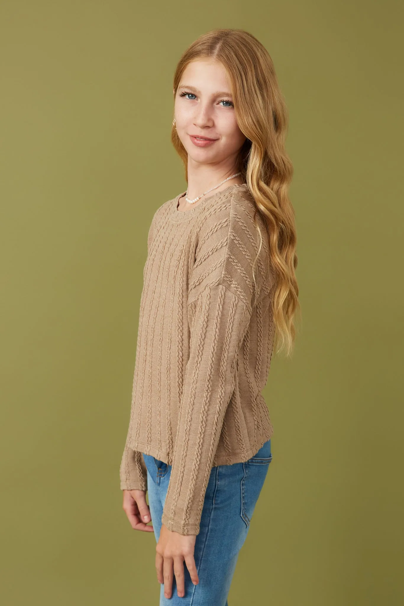 Cable Knit Banded Knit Top