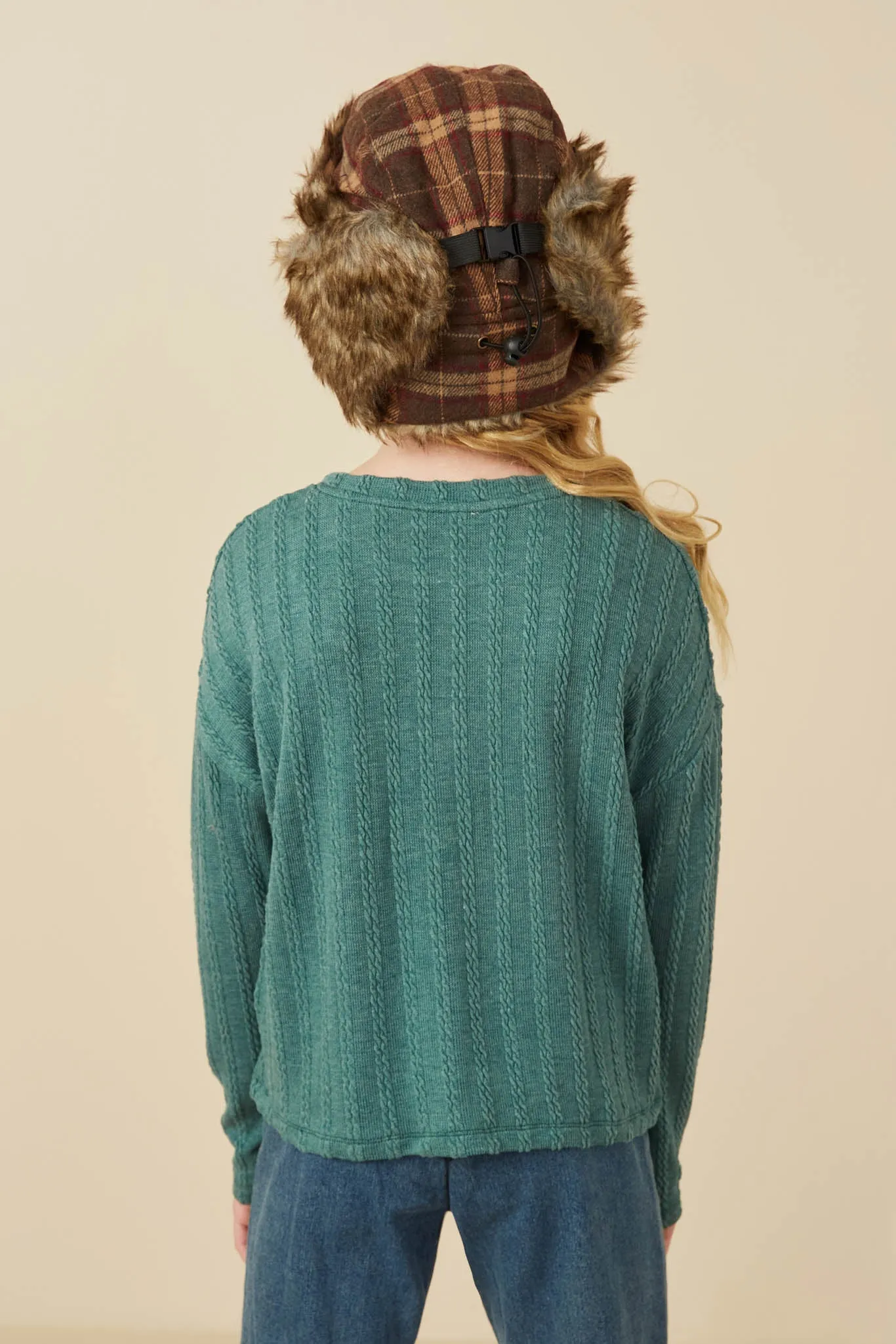 Cable Knit Banded Knit Top