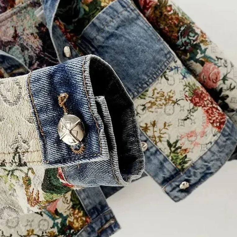 Camellia Floral Denim Jacket