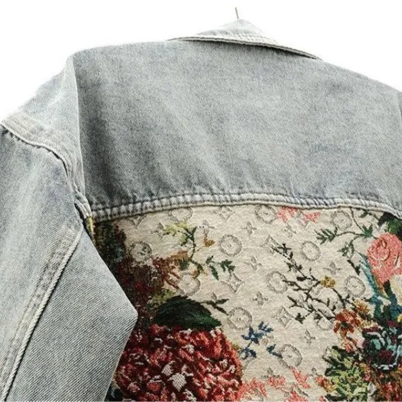 Camellia Floral Denim Jacket