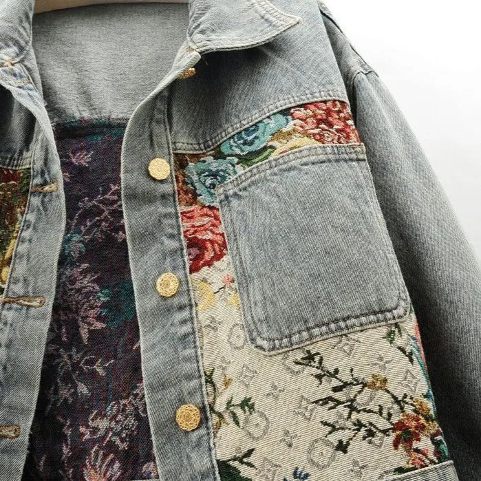 Camellia Floral Denim Jacket