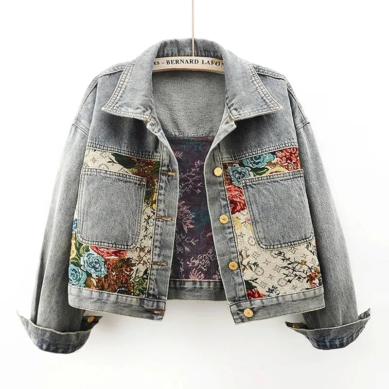 Camellia Floral Denim Jacket