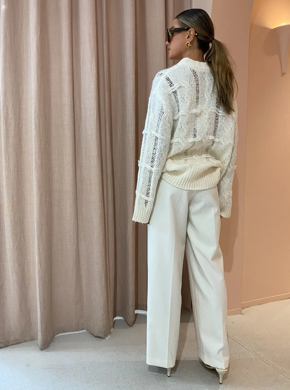 Camilla and Marc Lune Cable Knit Crew in Ivory