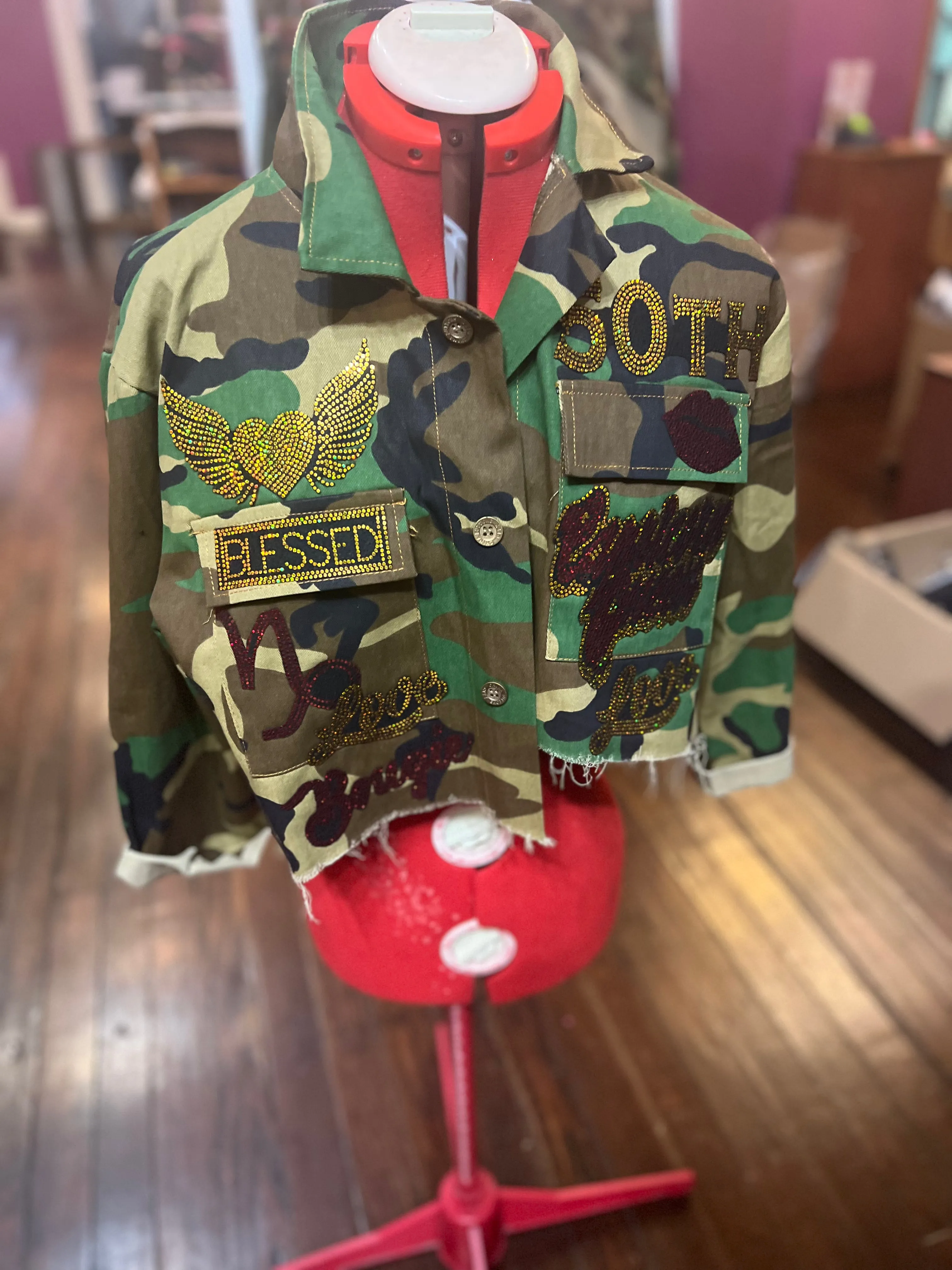 CAPRICORN Fist  CAMOUFLAGE BLING Patchwork JACKET