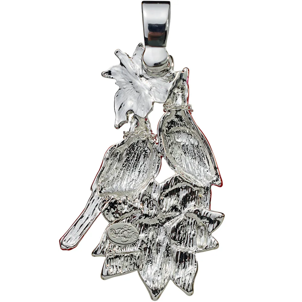 Cardinal Poinsettia Foldover Pendant (Sterling Silvertone)