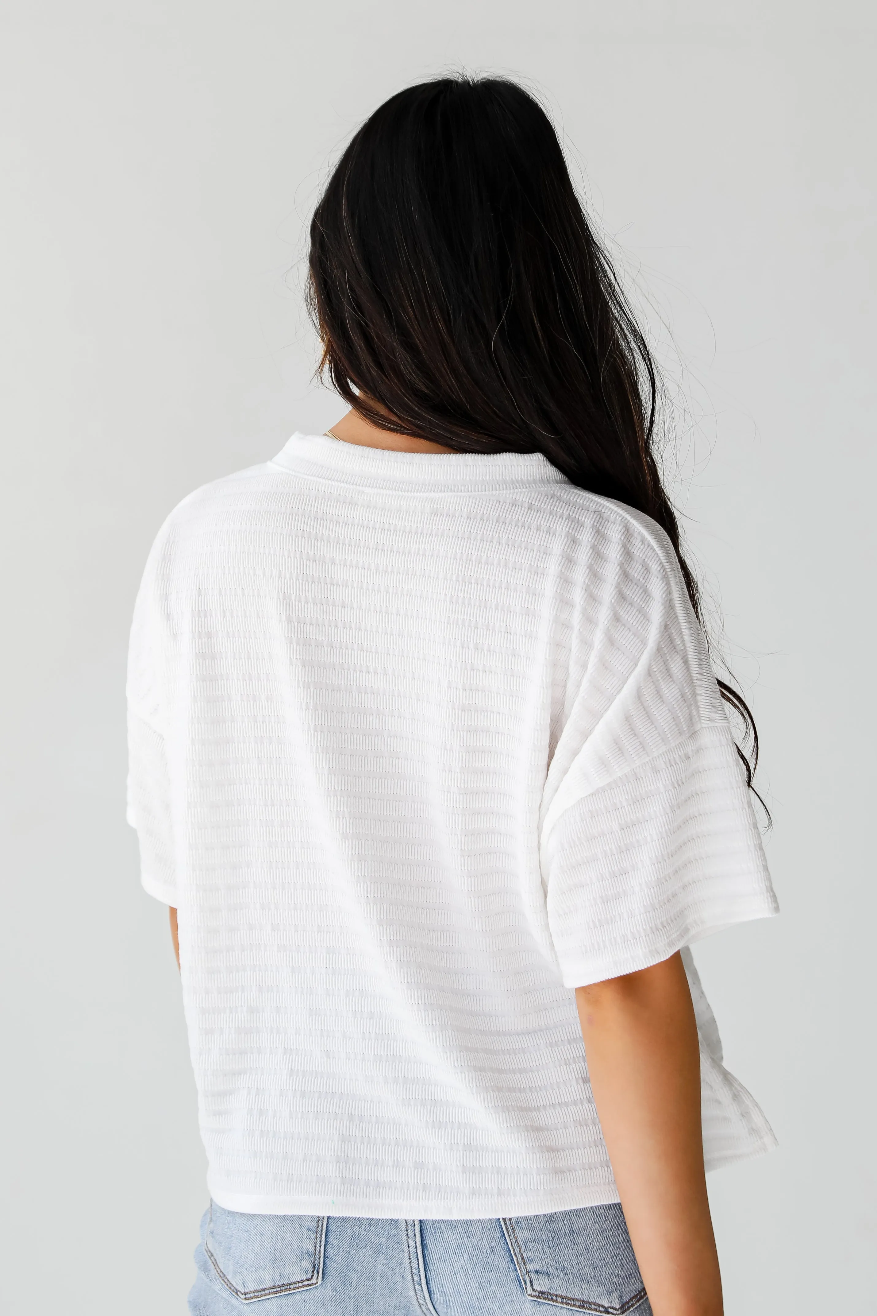 Caroline White Knit Tee