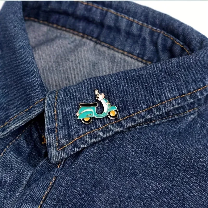 Cartoon Motorcycle Label Pins for Fashionable Clothing and Bags