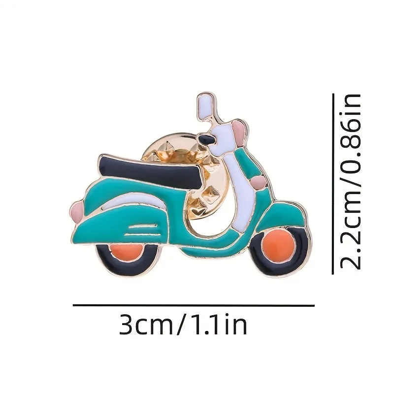 Cartoon Motorcycle Label Pins for Fashionable Clothing and Bags