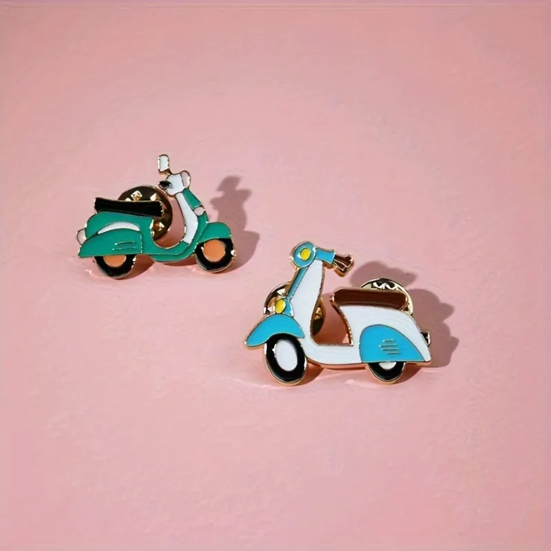 Cartoon Motorcycle Label Pins for Fashionable Clothing and Bags