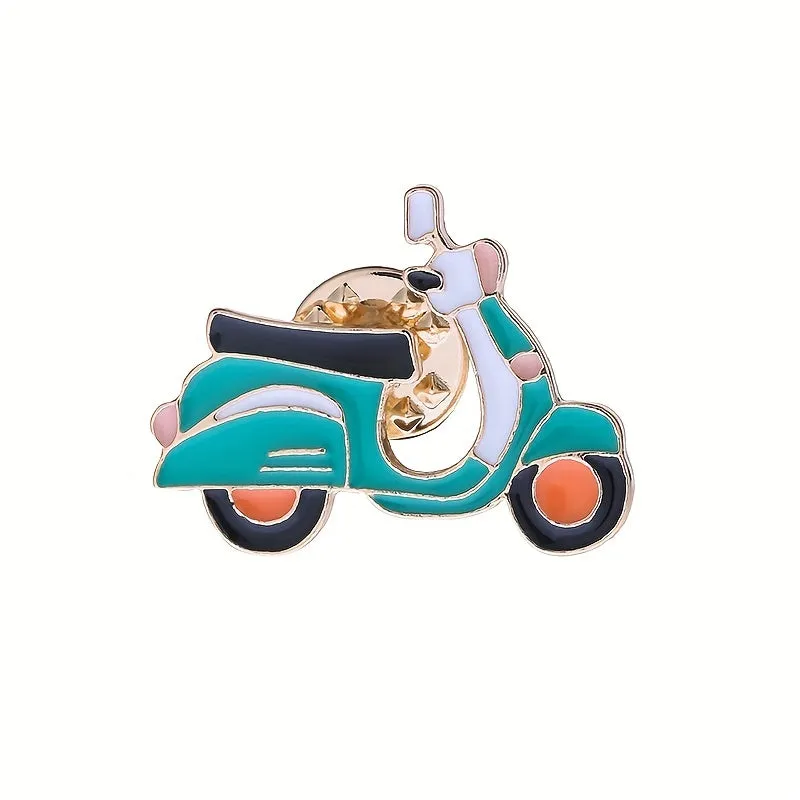 Cartoon Motorcycle Label Pins for Fashionable Clothing and Bags