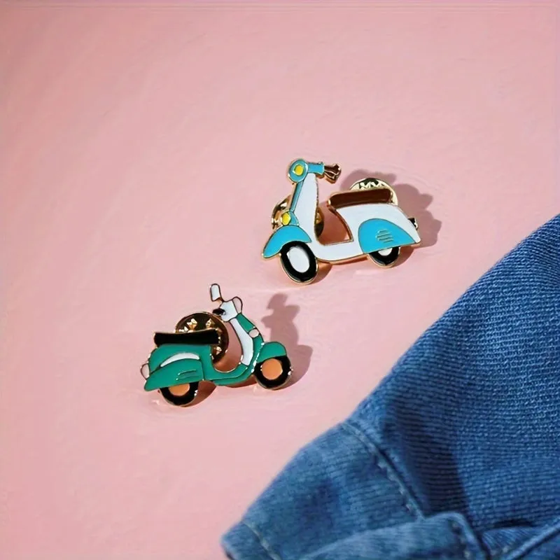 Cartoon Motorcycle Label Pins for Fashionable Clothing and Bags