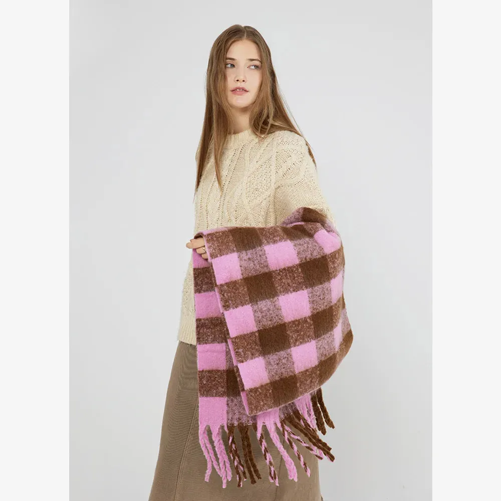 Cashmere Scarf Women Fall Winter Checkerboard Plaid Long Scarf