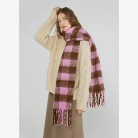 Cashmere Scarf Women Fall Winter Checkerboard Plaid Long Scarf