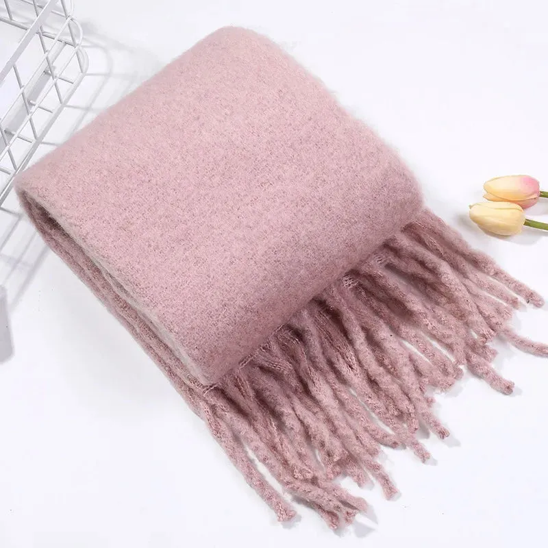 Cashmere Scarves for Women - Thick and Warm Muffler with Tassel Detail