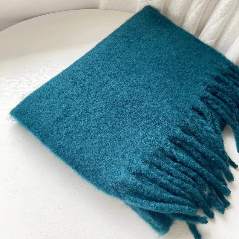 Cashmere Scarves for Women - Thick and Warm Muffler with Tassel Detail