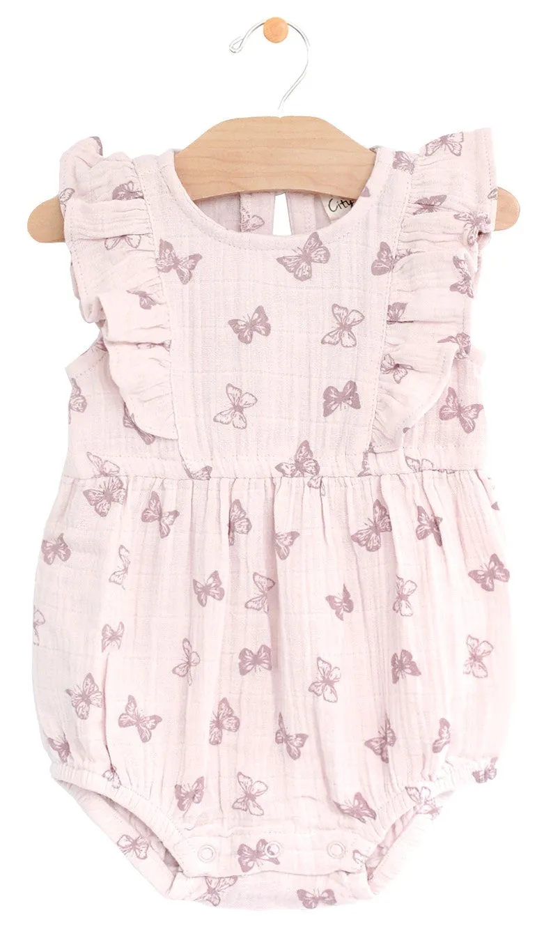 City Mouse Muslin Flutter Bubble Romper - Butterflies