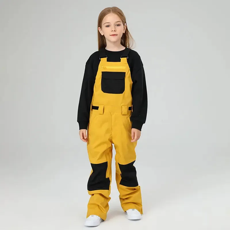 Classical Girls Colorblock Ski Overall Bib Pants Winter Sports Pants