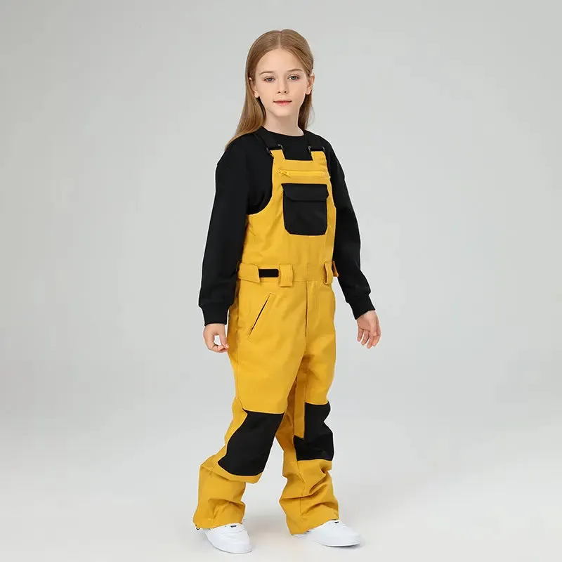 Classical Girls Colorblock Ski Overall Bib Pants Winter Sports Pants