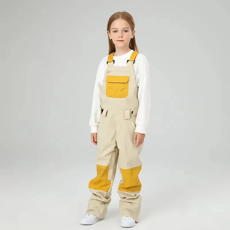 Classical Girls Colorblock Ski Overall Bib Pants Winter Sports Pants