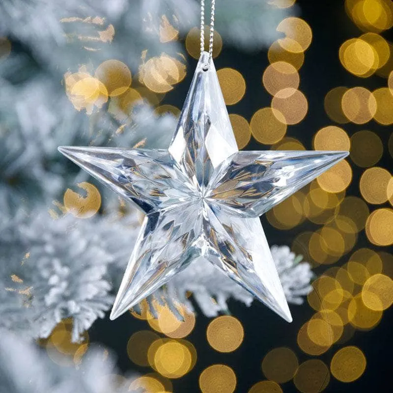 Clear Hanging Star Christmas Decoration - 9cm