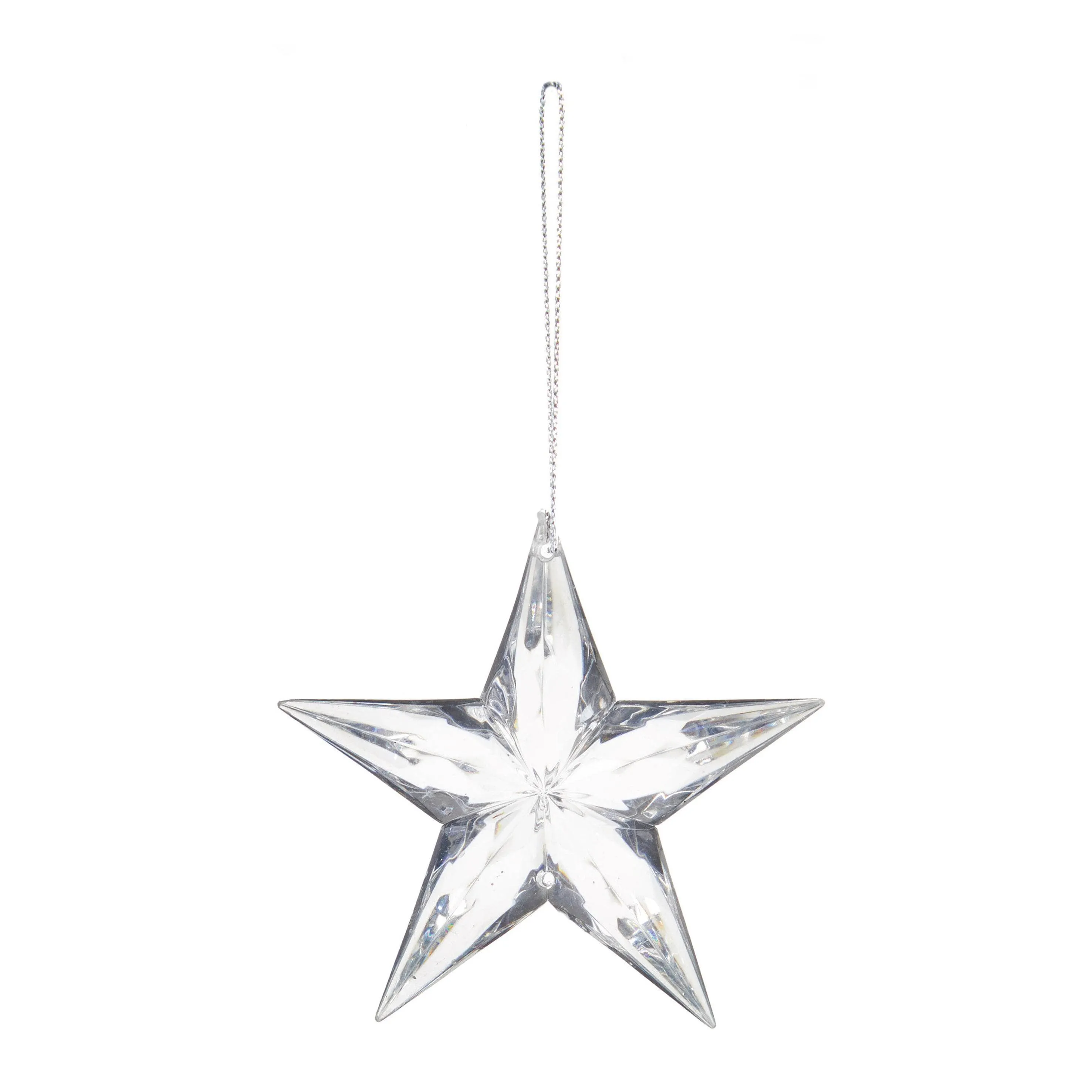 Clear Hanging Star Christmas Decoration - 9cm