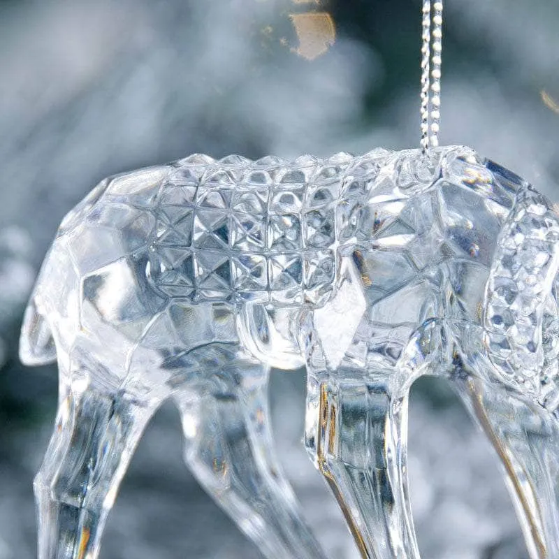 Clear Reindeer Hanging Tree Decoration - 12cm