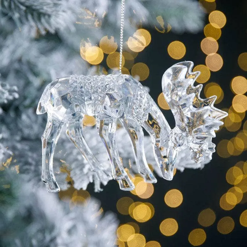 Clear Reindeer Hanging Tree Decoration - 12cm