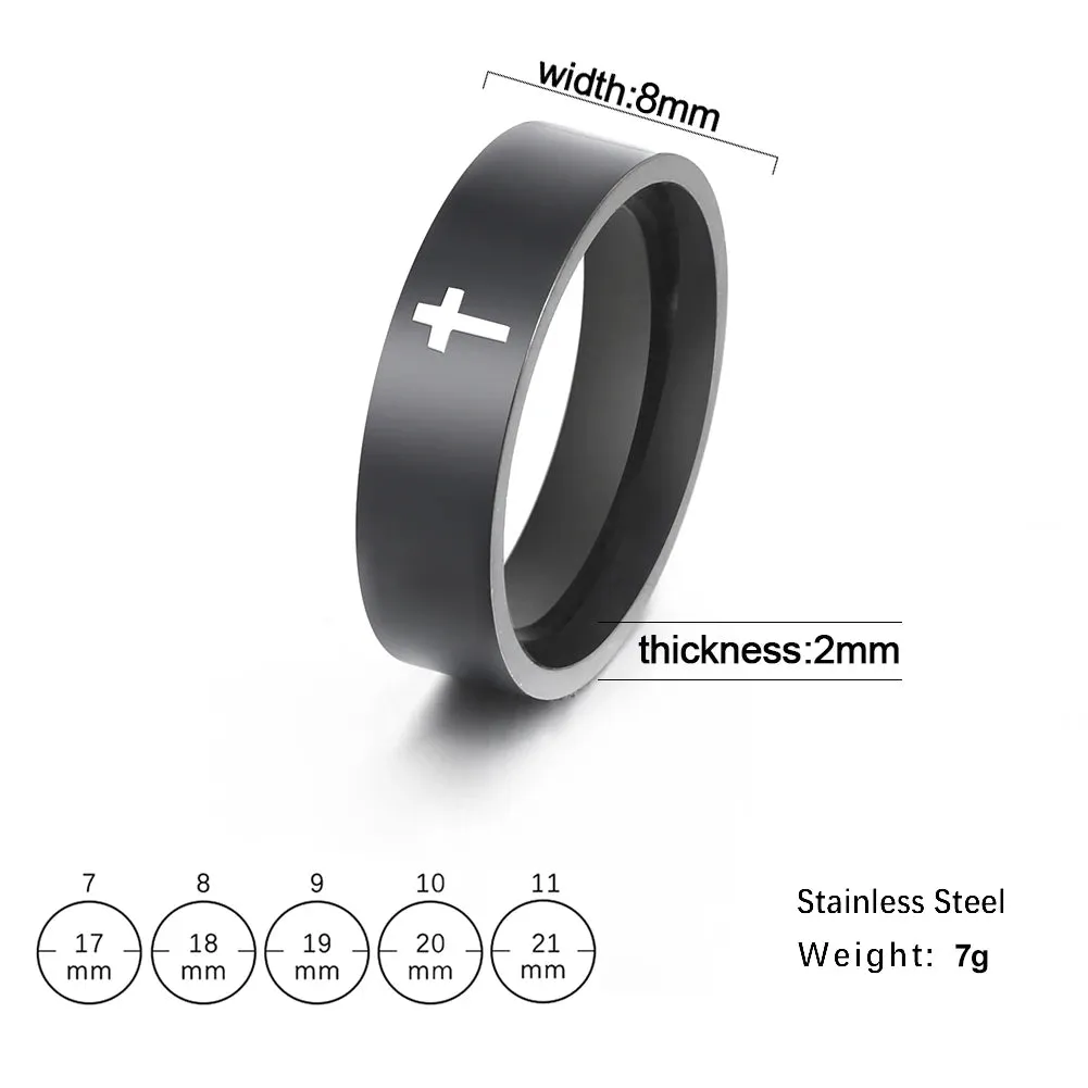 COOLTIME Gothic Cross Couple Rings Stainless Steel Jesus Cross Finger Ring for Men Women 2024 Fashion Punk Jewelry Wedding Gift