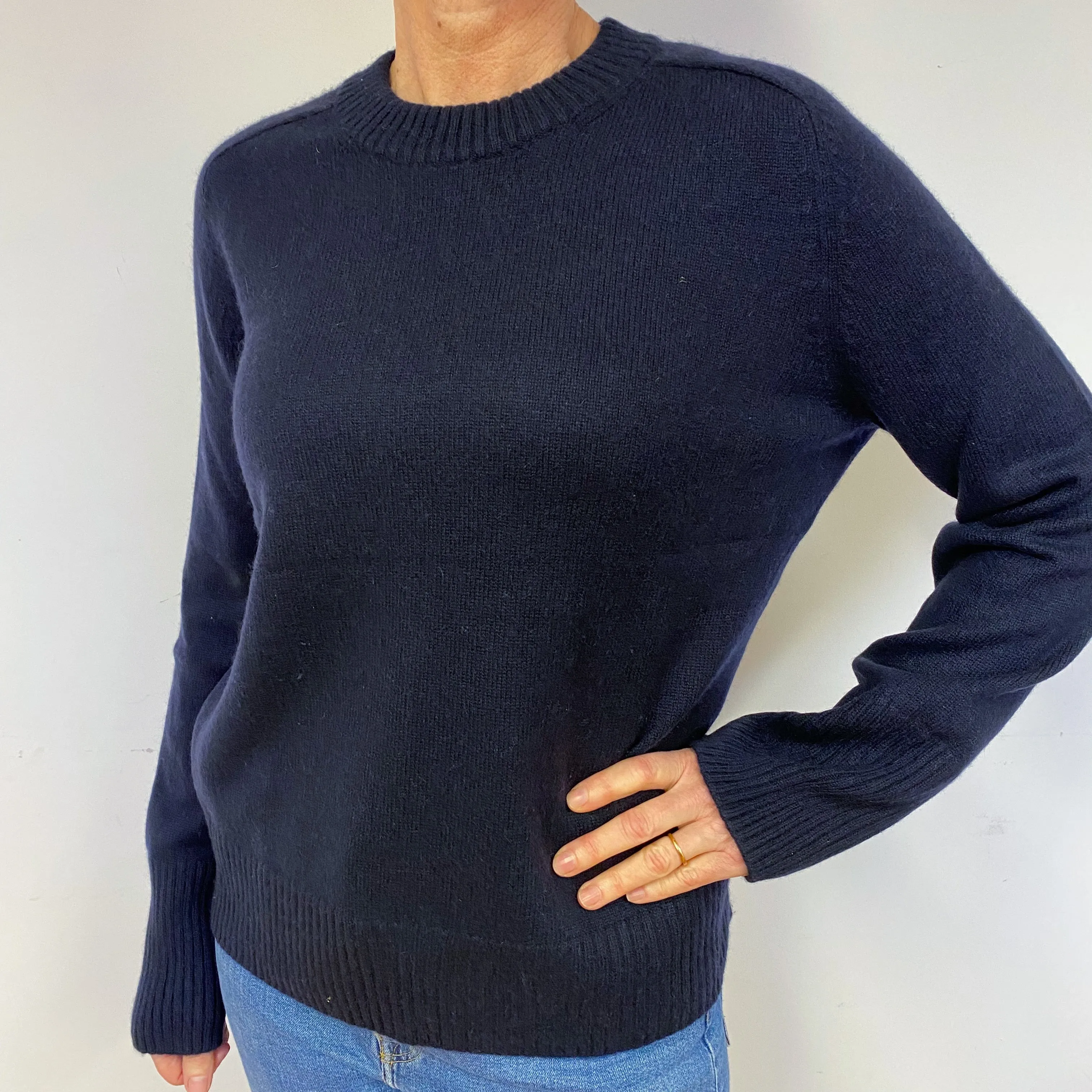 Cos Navy Blue Cashmere Crew Neck Jumper Medium