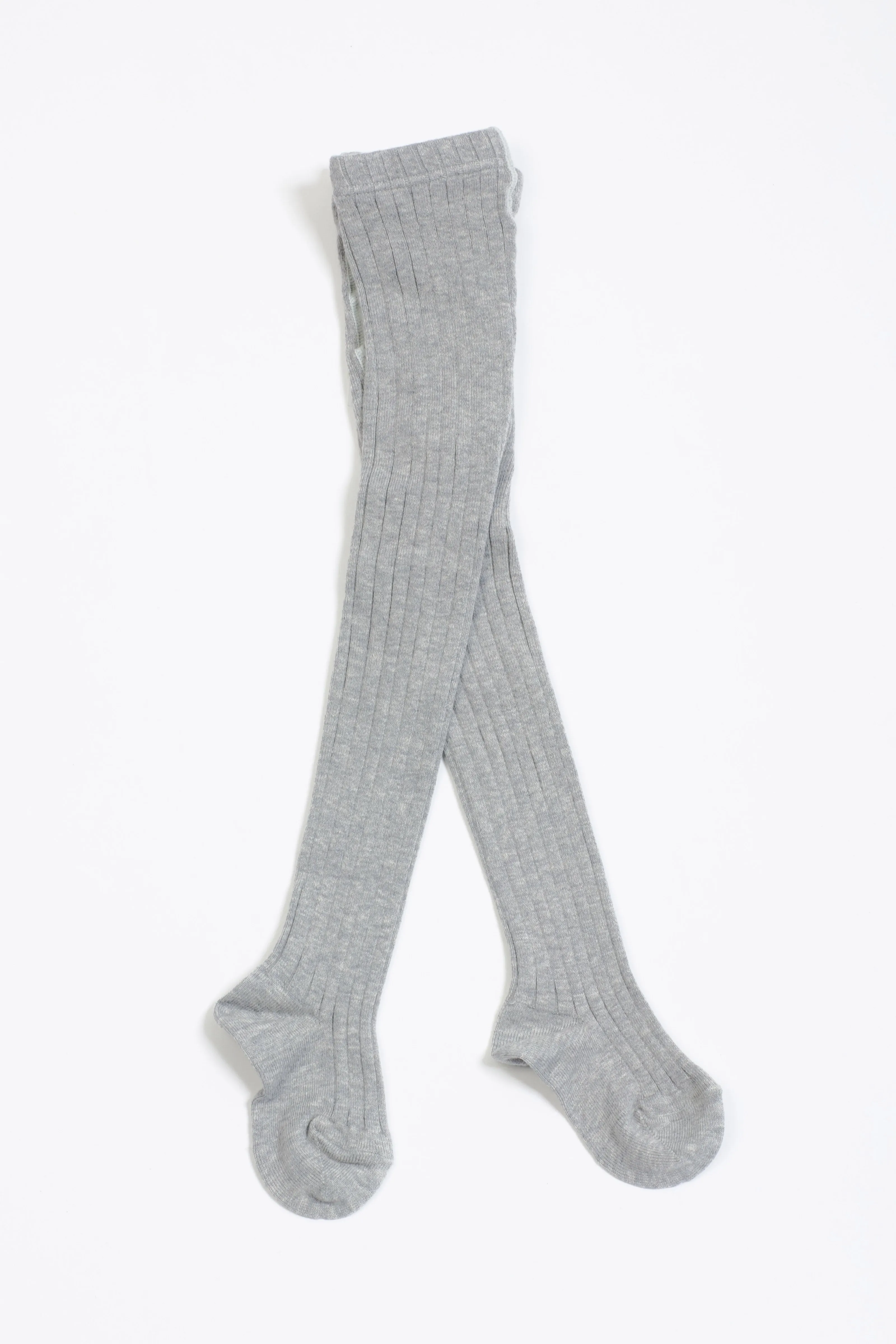 Cotton ribbed tights - Dove Grey