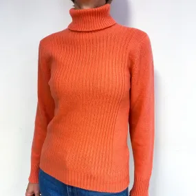 Crab Orange Cashmere Polo Neck Jumper Medium