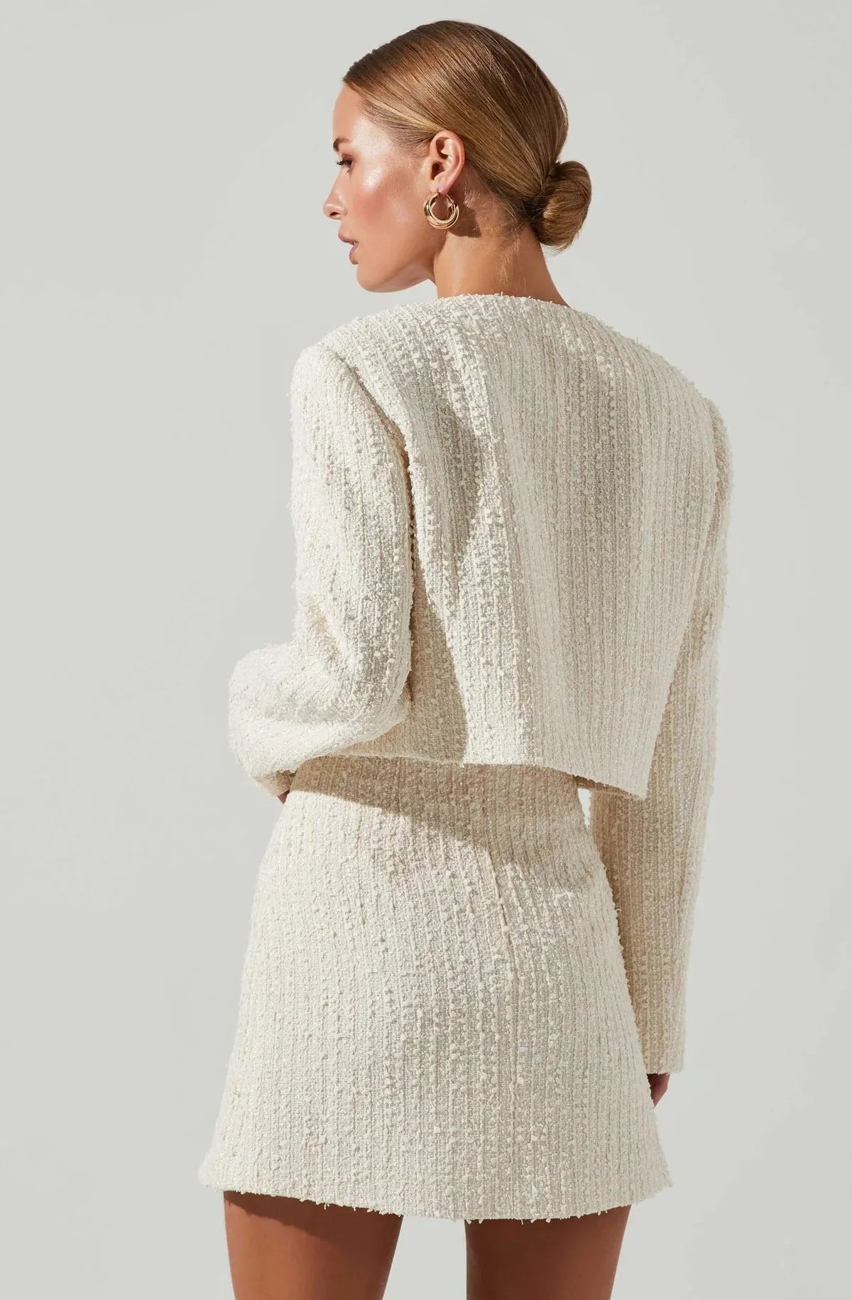 Cream Covina Tweed Cropped Jacket