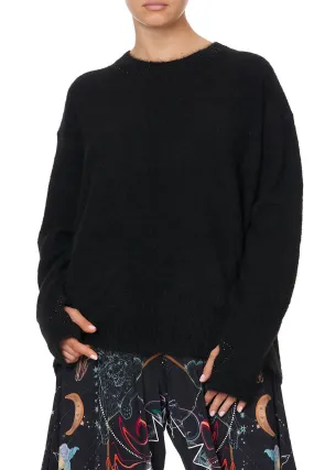 CREW NECK JUMPER WITH SPLIT SLEEVE MOONLIT MUSINGS