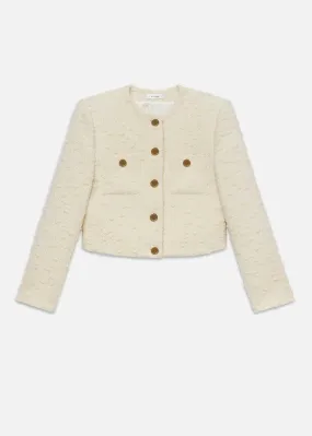 Cropped Button Front Jacket (Ecru)