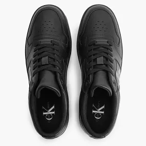 Cupsole Lace-Up Basket Low Poly Sneakers - Black