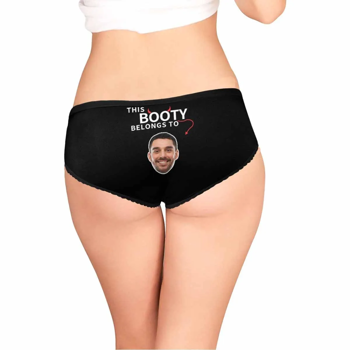 Custom Face Briefs Personalized Booty Belongs to You Panties Underwear with Photo Women's High-cut Briefs