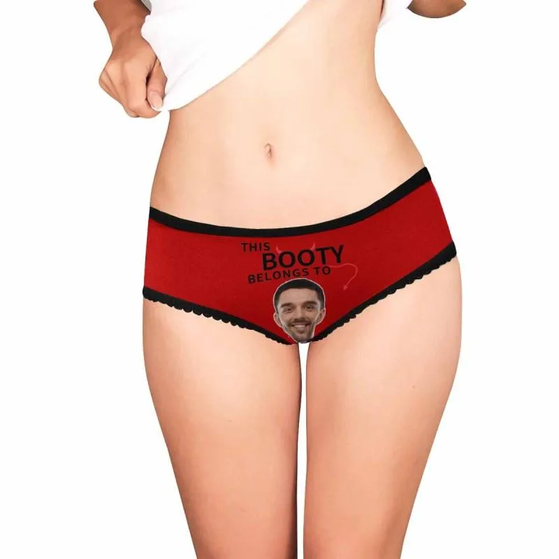 Custom Face Briefs Personalized Booty Belongs to You Panties Underwear with Photo Women's High-cut Briefs