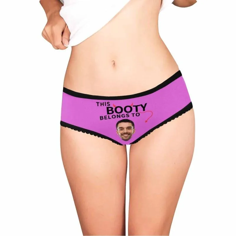 Custom Face Briefs Personalized Booty Belongs to You Panties Underwear with Photo Women's High-cut Briefs