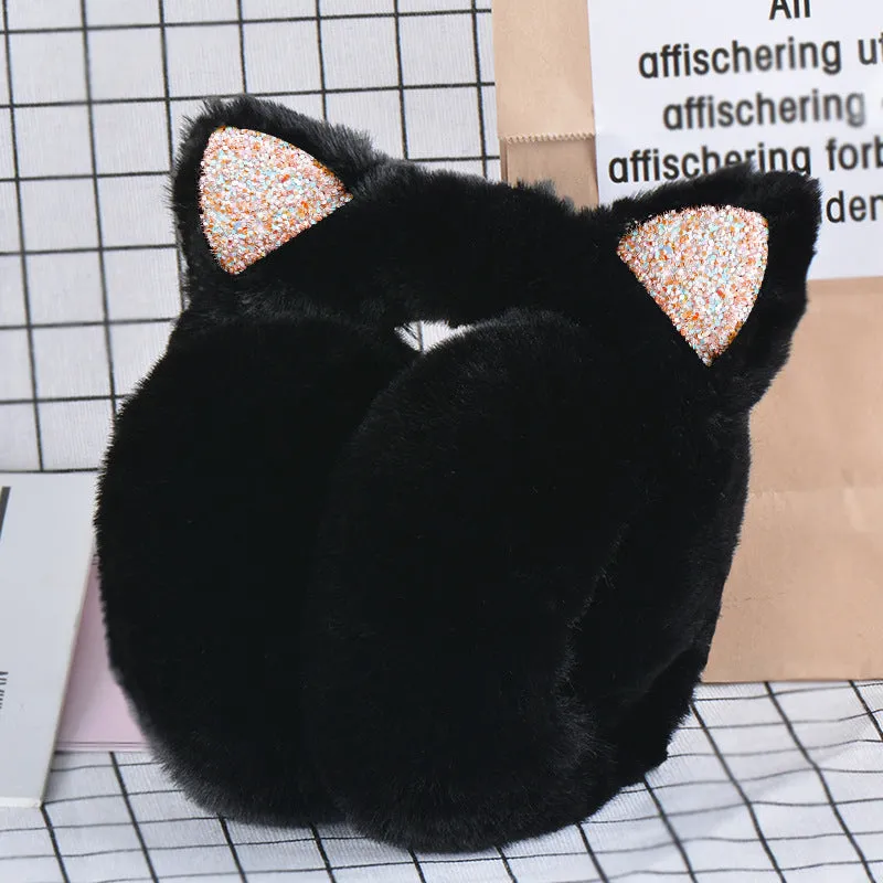 Cute Kawaii Sequin Cat Ears Earmuffs Gifts