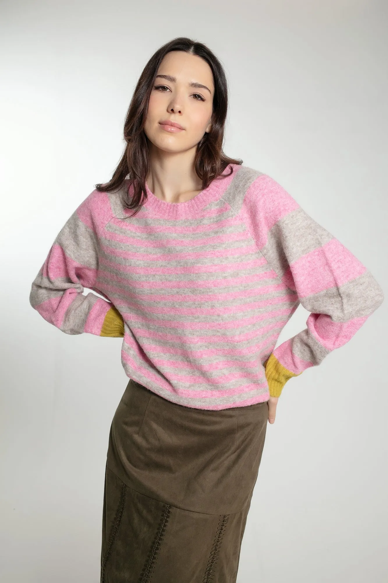 CYNTHIA STRIPE JUMPER IN PINK MIX