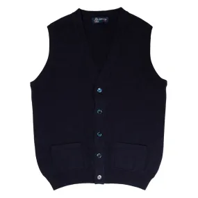 Dark Navy Beaulieu Cashmere Sleeveless Cardigan