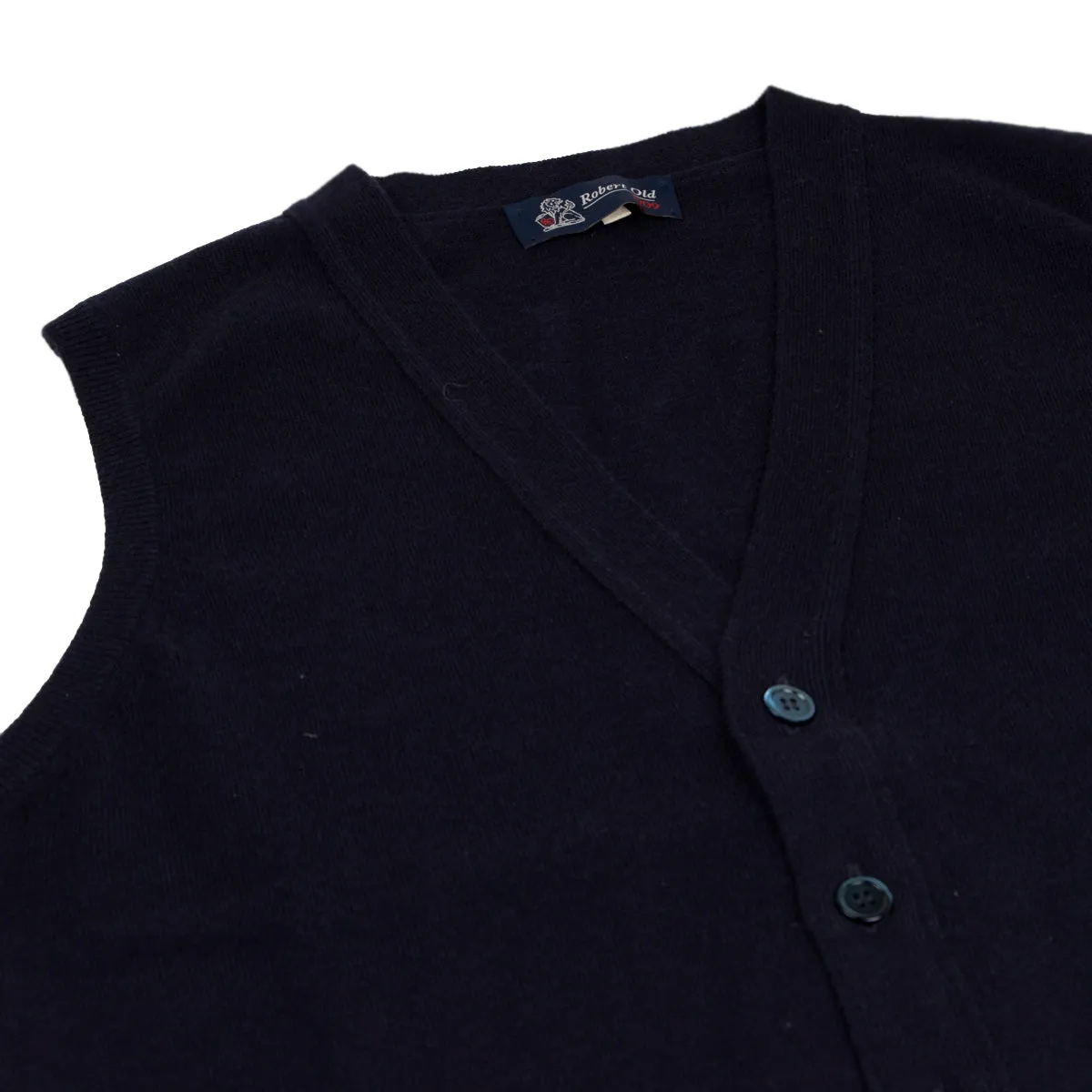 Dark Navy Beaulieu Cashmere Sleeveless Cardigan