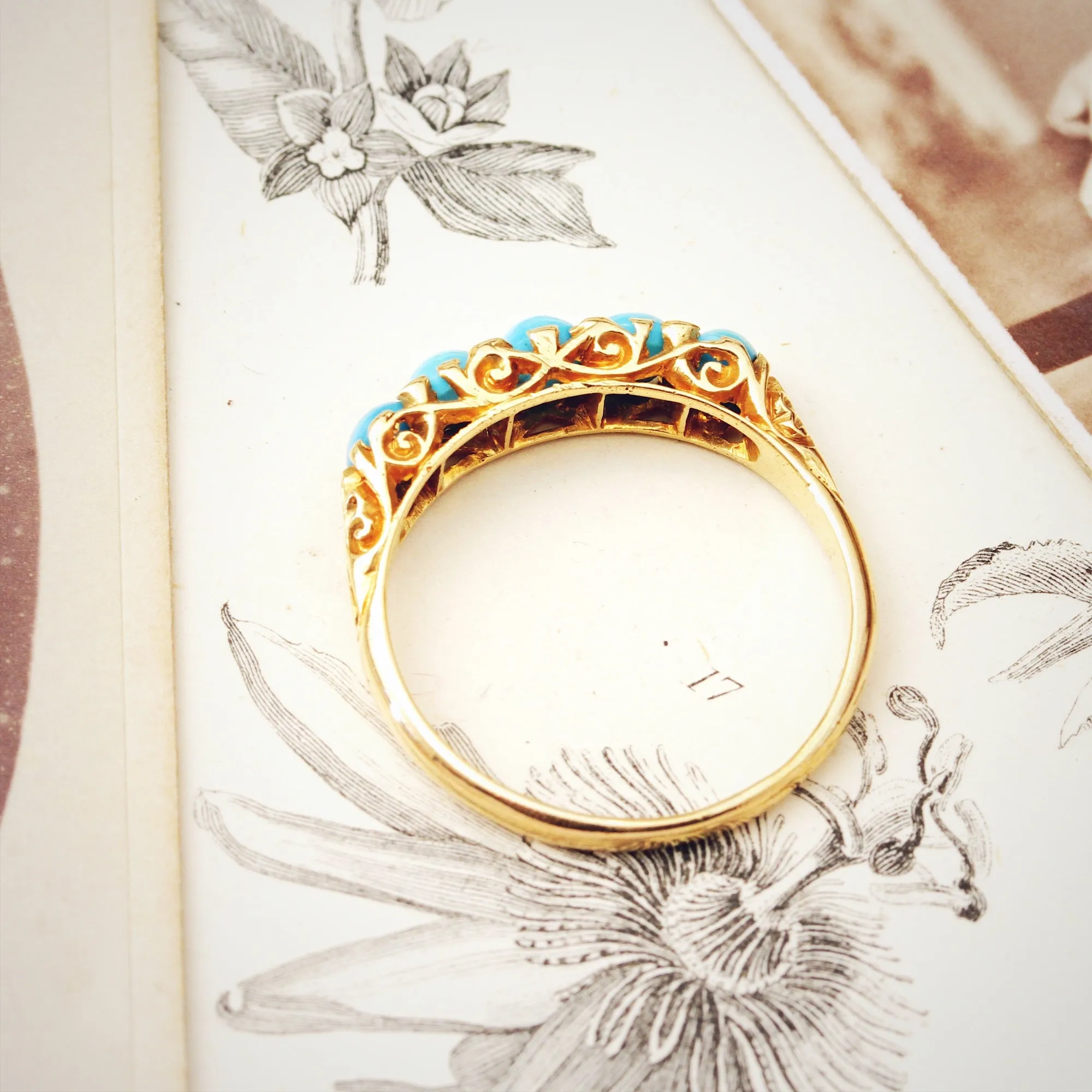 Date 1904 Finest Turquoise Half Hoop Ring