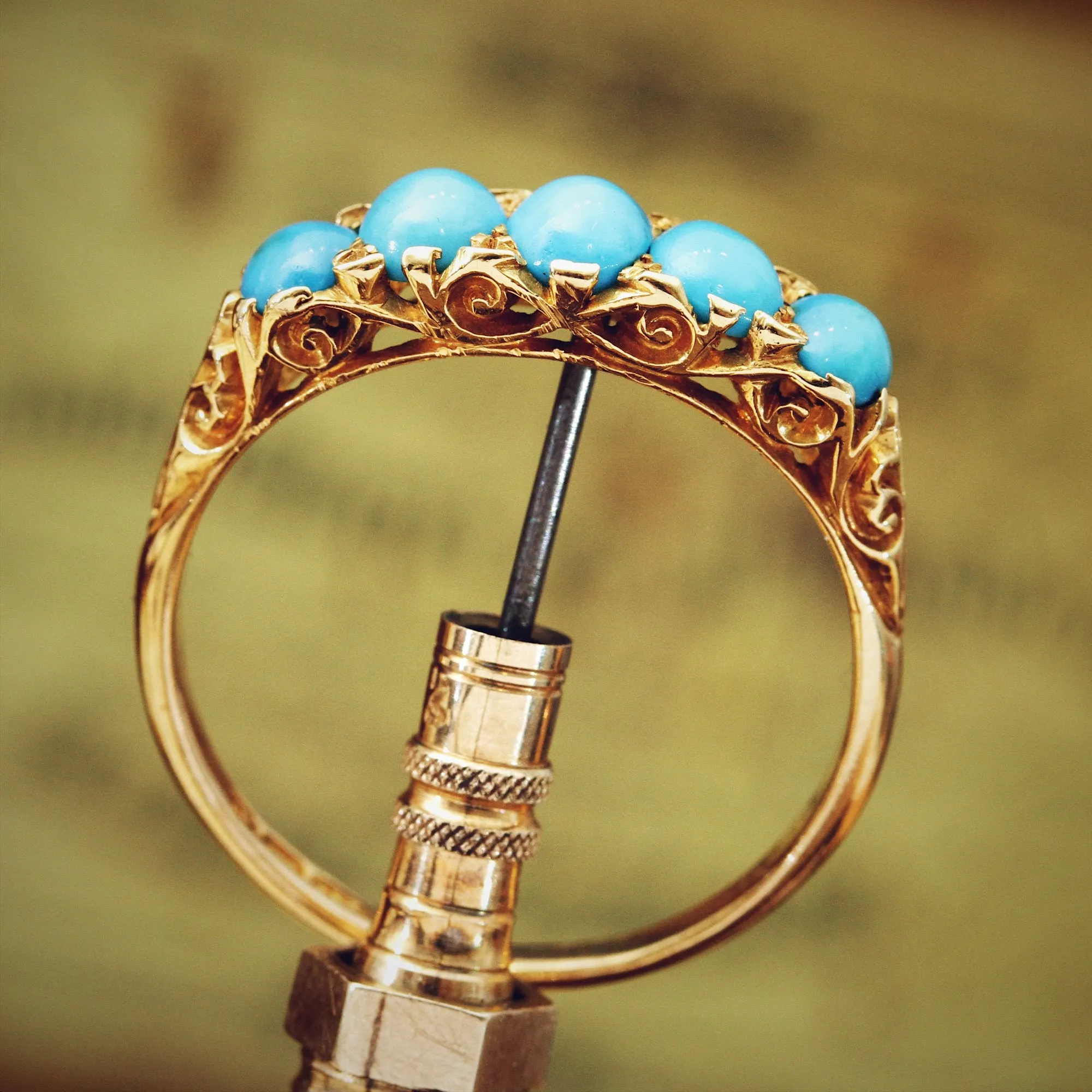 Date 1904 Finest Turquoise Half Hoop Ring