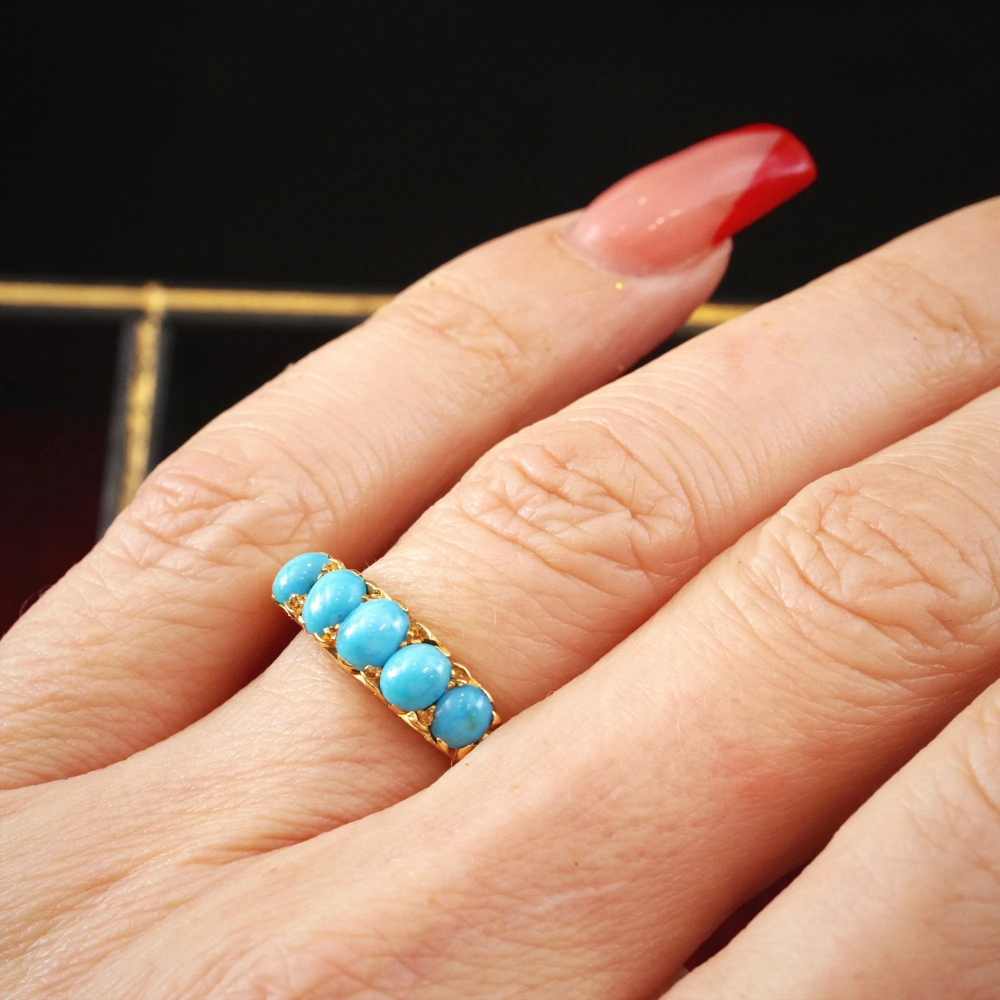 Date 1904 Finest Turquoise Half Hoop Ring