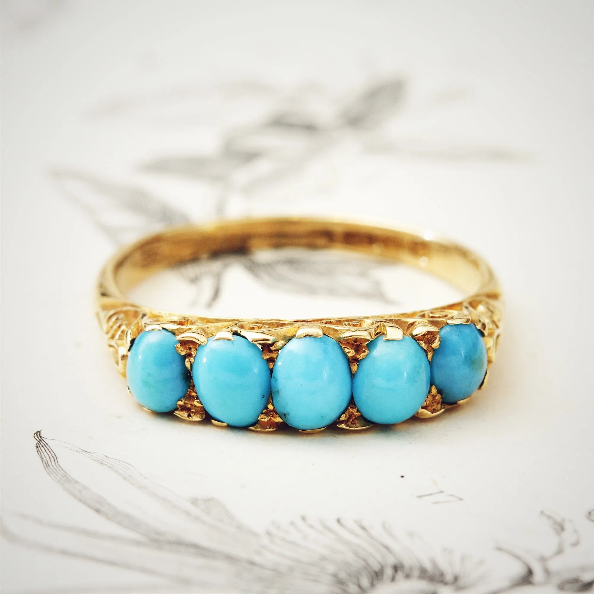 Date 1904 Finest Turquoise Half Hoop Ring