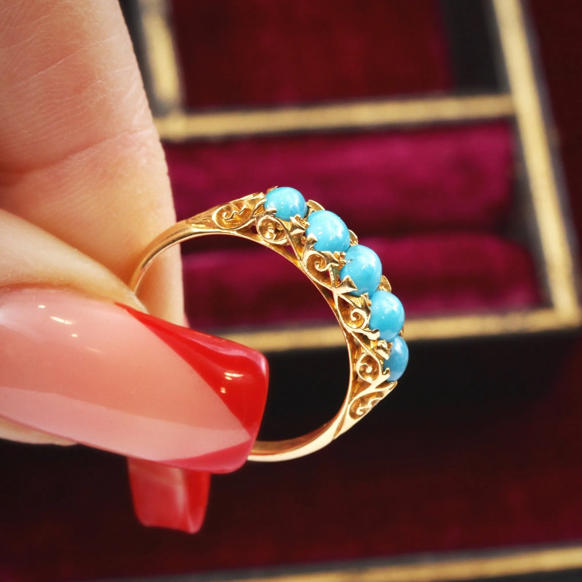 Date 1904 Finest Turquoise Half Hoop Ring