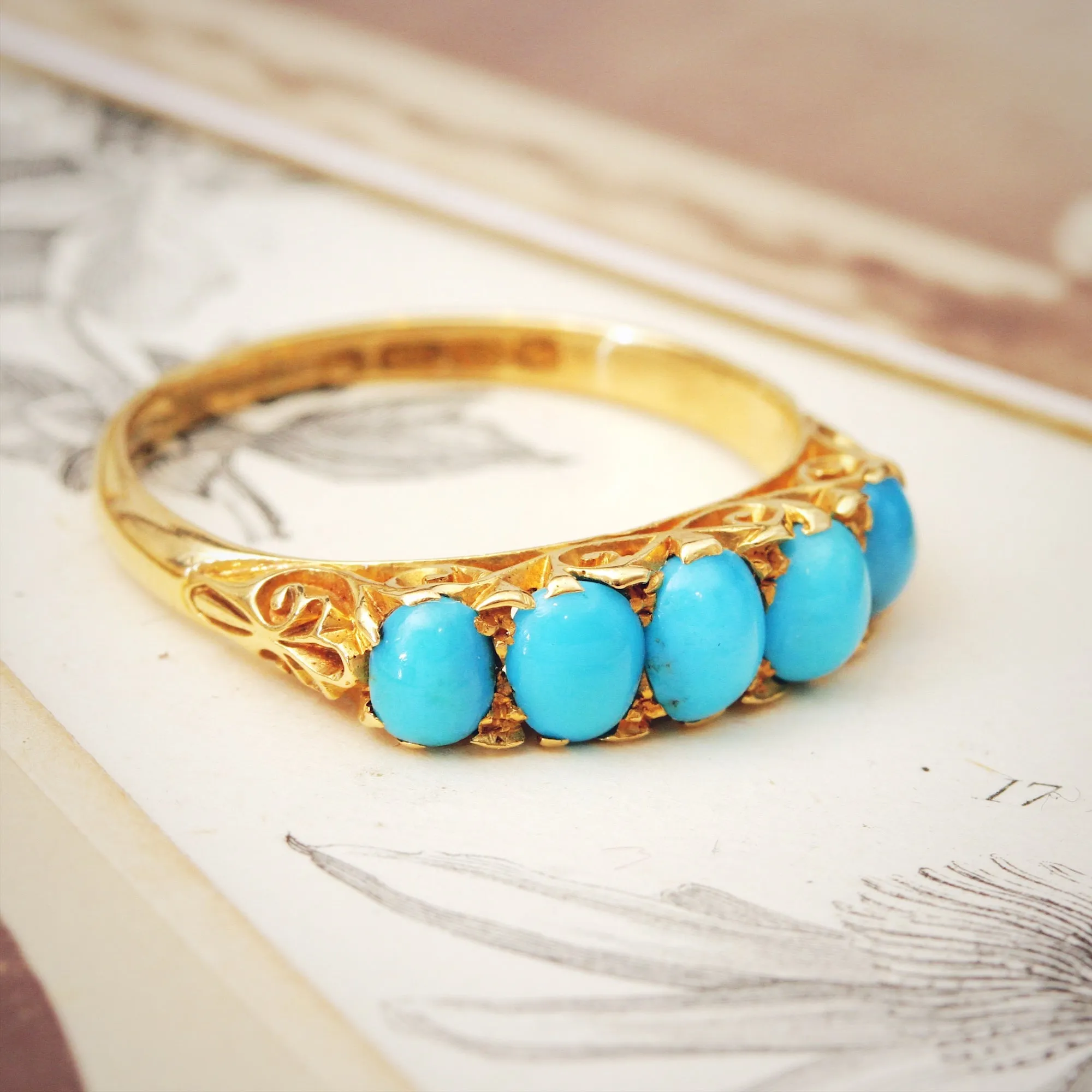 Date 1904 Finest Turquoise Half Hoop Ring